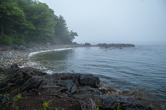Cabin view at high tide